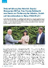 Vorschauseite 1: Preisverleihung des Heinrich-Dupuis-Ehrenpreis 2021 an Frau Frauke Rothbarth vom Verein zur Förderung der Arbeits-, Sozialund Umweltmedizin in Mainz (FASUM e. V. )