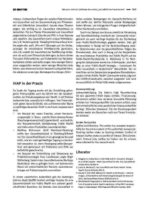 Vorschauseite 3: HiAP als Leitthema des vierten „Zukunftsforum Public Health“