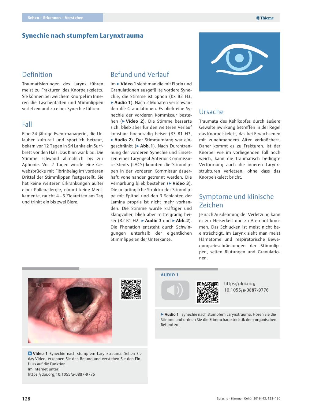 Vorschauseite 1: Synechie nach stumpfem Larynxtrauma