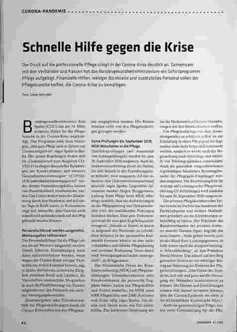 Vorschauseite 1: Schnelle Hilfe gegen die Krise