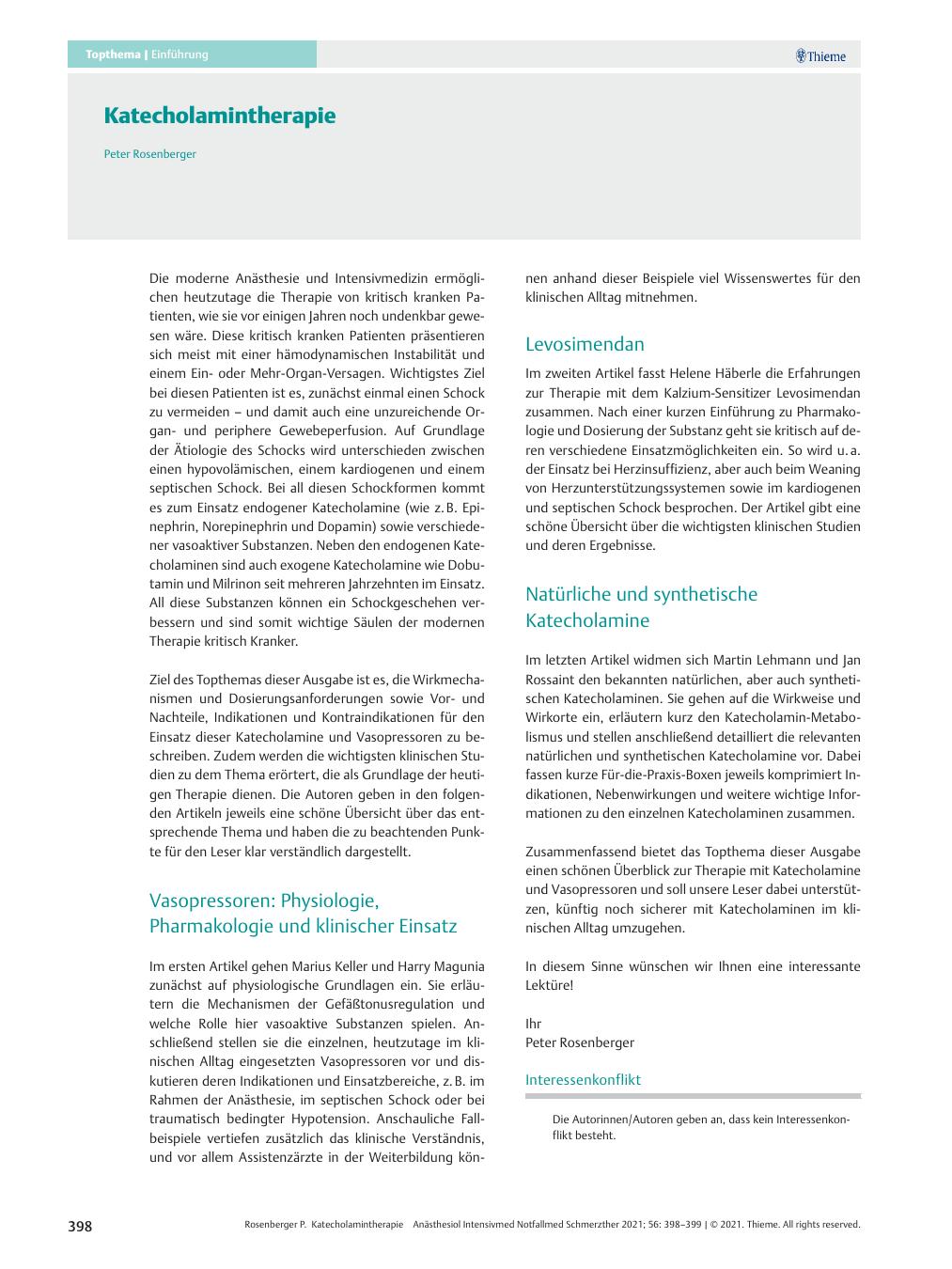 Vorschauseite 1: Katecholamintherapie