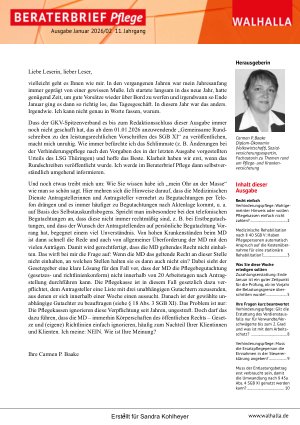 Vorschauseite 1: Beraterbrief Pflege Heft 2-2026