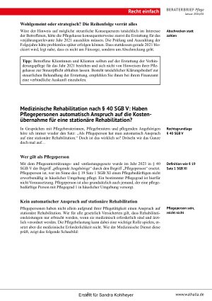 Vorschauseite 3: Beraterbrief Pflege Heft 2-2026