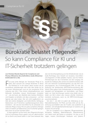 Vorschauseite 1: Bürokratie belastet Pflegende: So kann Compliance für KI und IT-Sicherheit trotzdem gelingen