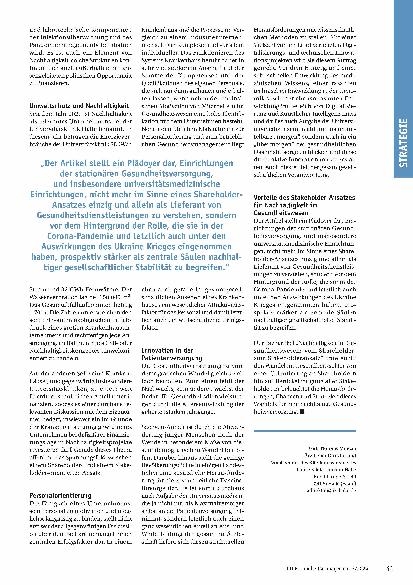 Vorschauseite 3: Die Verantwortung der Universitätsmedizin im neuen Gesundheitssystem: Vorausschauend für zukünftige Generationen handeln.