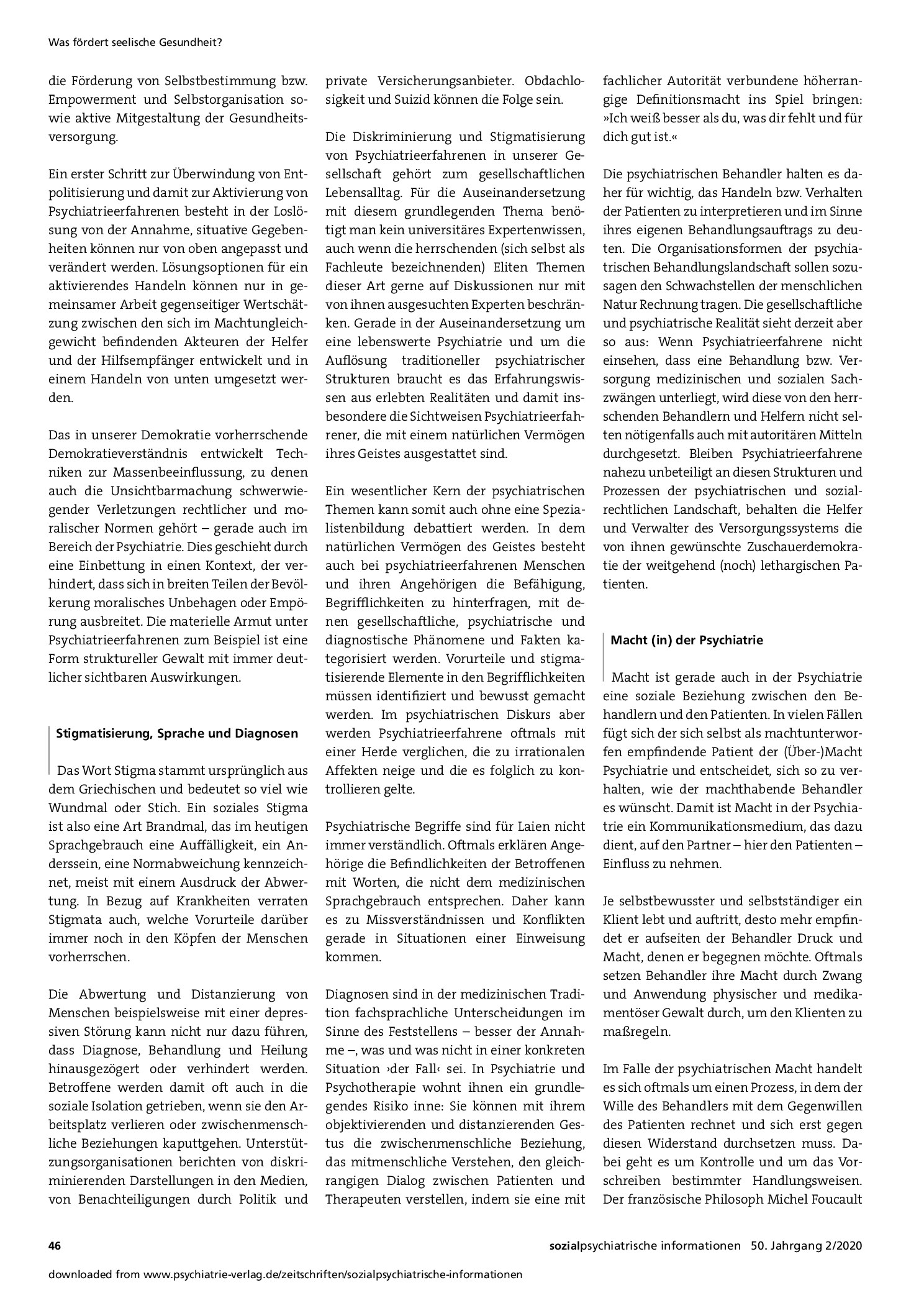 Vorschauseite 2: Entstigmatisierung und Partizipation. Wie und unter welchen Voraussetzungen können die Selbsthilfe-Initiativen Betroffener und Angehöriger primärpräventiv wirksam werden?