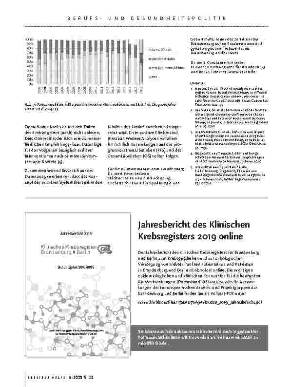 Vorschauseite 3: Primär-systemische Therapie triple-negativer und HER2-positiver Mammakarzinome Datenanalyse aus dem Klinischen Krebsregister für Brandenburg und Berlin