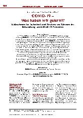 Vorschauseite 1: COVID-19 – Was haben wir gelernt? Maßnahmen für Sicherheit und Resilienz im Rahmen der Behandlung von COVID-19-Patienten