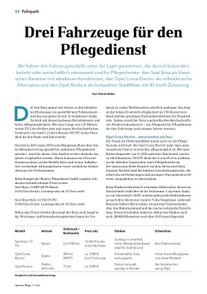 Vorschauseite 1: Drei Fahrzeuge für den Pflegedienst