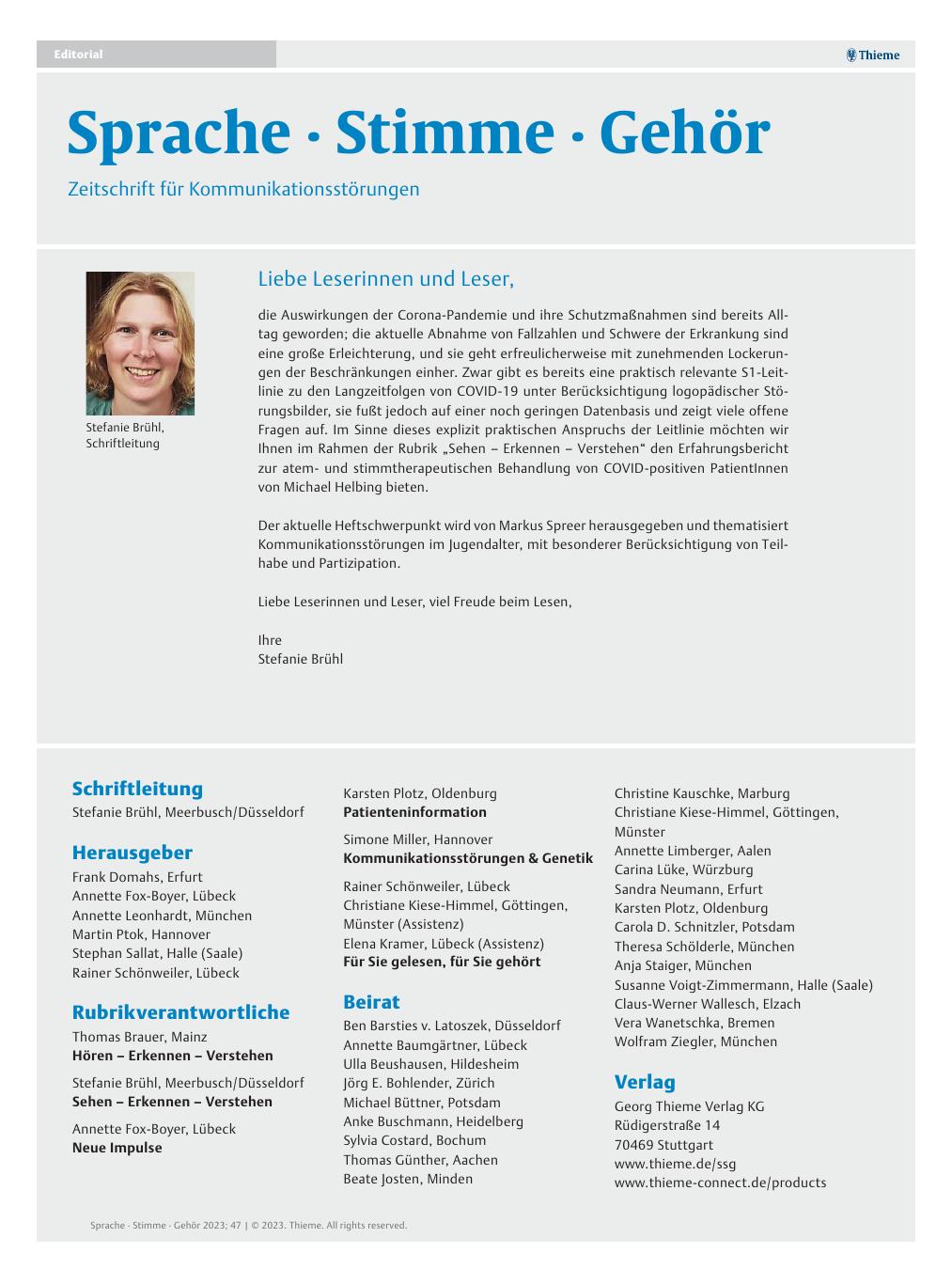 Vorschauseite 1: Liebe Leserinnen und Leser,