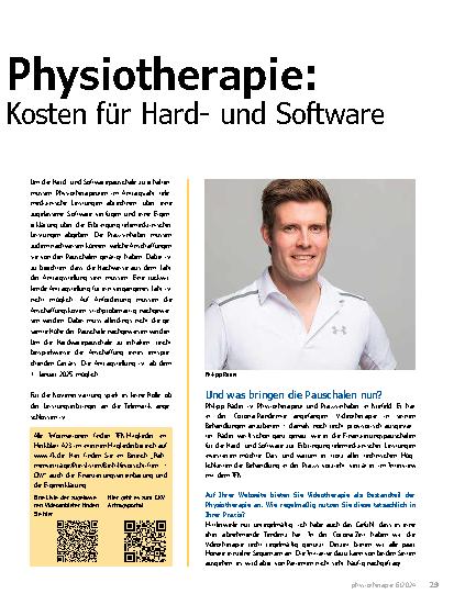 Vorschauseite 2: Videotherapie in der Physiotherapie: Krankenkassen erstatten ab 2025 Kosten für Hardware und Software.
