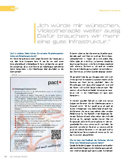 Vorschauseite 3: Videotherapie in der Physiotherapie: Krankenkassen erstatten ab 2025 Kosten für Hardware und Software.