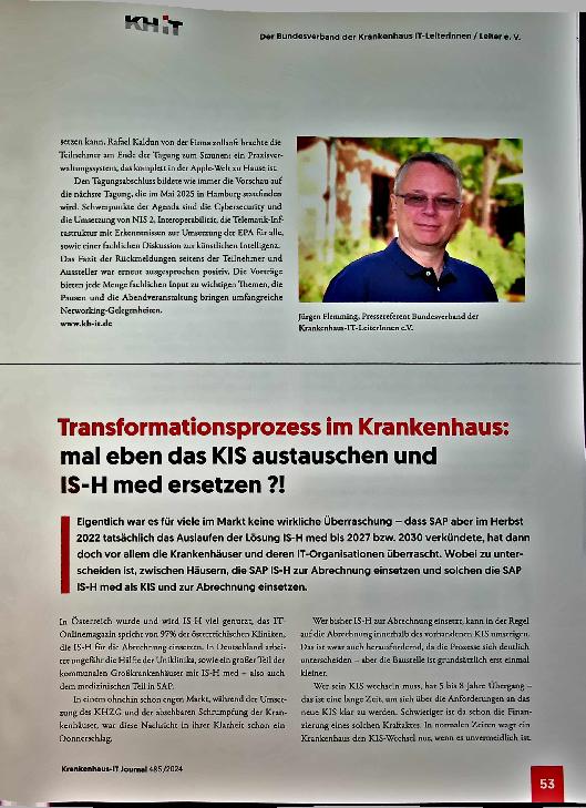 Vorschauseite 2: Herbsttagung der KH-IT am 18./19. September in Andernach