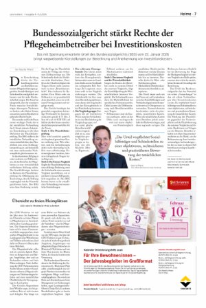 Vorschauseite 1: Bundessozialgericht stärkt Rechte der Pflegeheimbetreiber bei Investitionskosten