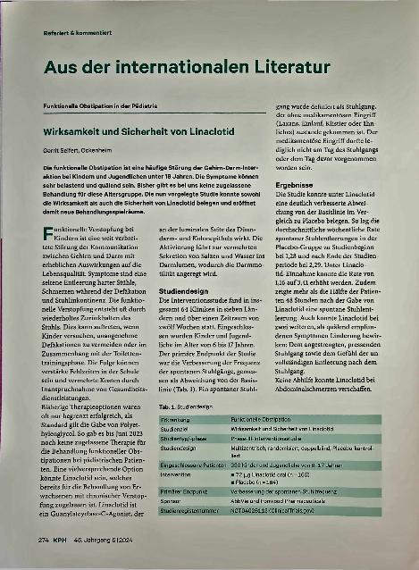 Vorschauseite 1: Wirksamkeit und Sicherheit von Linaclotid
