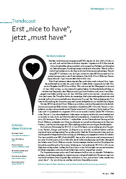 Vorschauseite 1: Erst "nice to have", jetzt "must have".