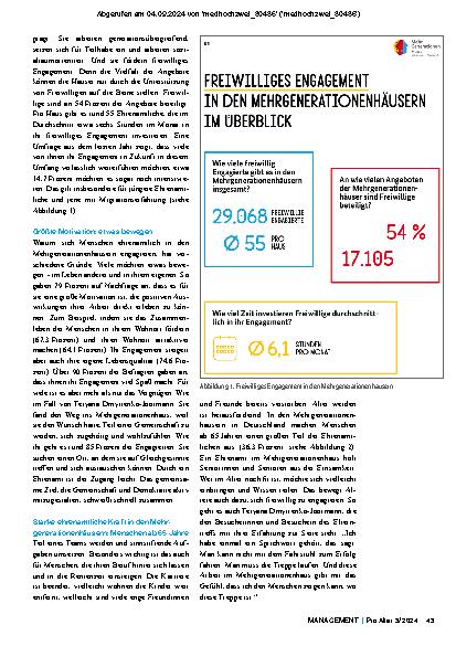 Vorschauseite 2: Gemeinschaft leben Ehrenamt im Mehrgenerationenhaus