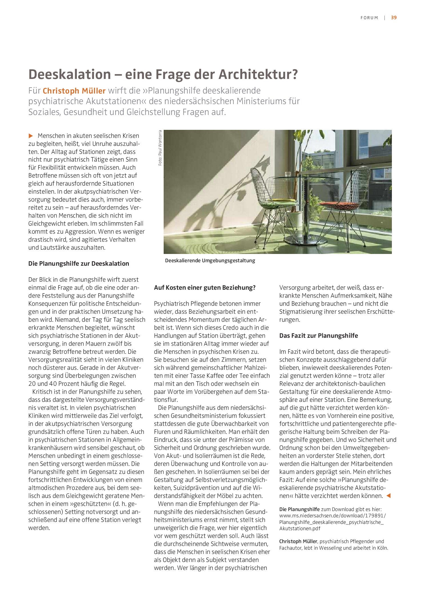 Vorschauseite 1: Deeskalation – eine Frage der Architektur?