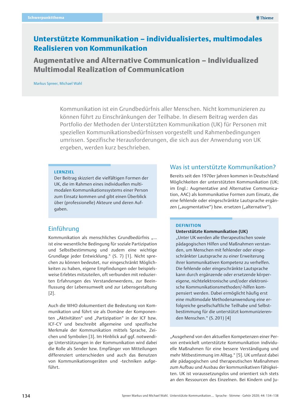 Vorschauseite 1: Unterstützte Kommunikation – individualisiertes, multimodales Realisieren von Kommunikation