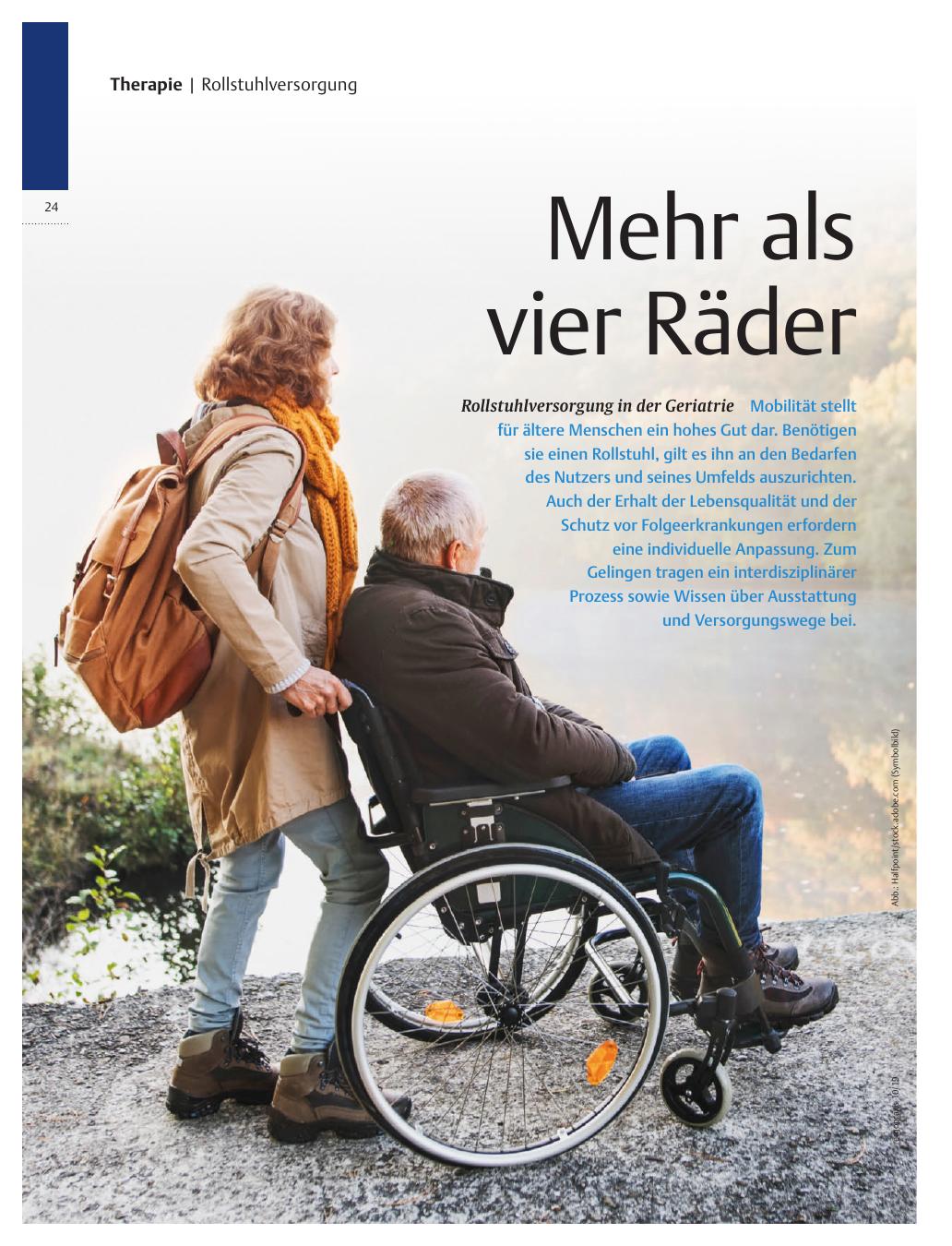 Vorschauseite 1: Mehr als vier Räder ? Rollstuhlversorgung in der Geriatrie