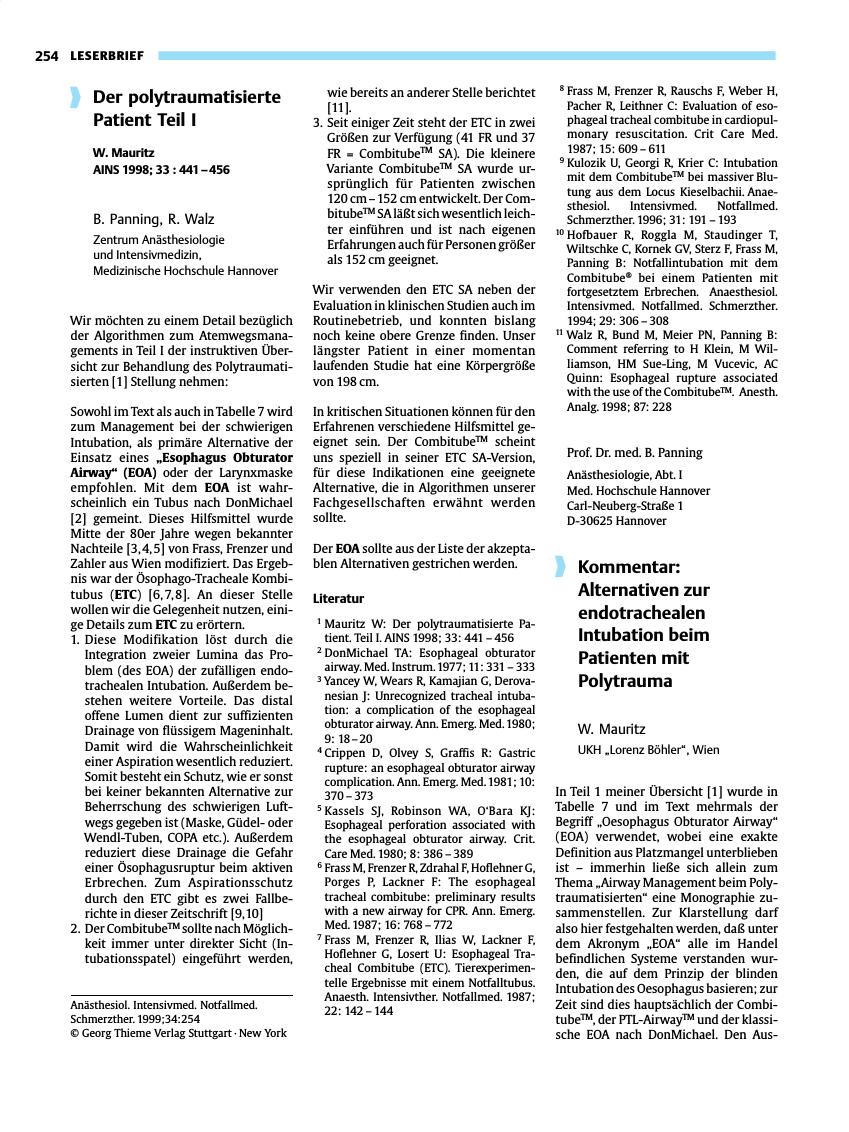 Vorschauseite 1: Der polytraumatisierte Patient Teil I