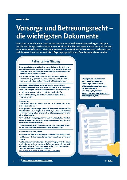 Vorschauseite 1: Vorsorge und Betreuungsrecht – die wichtigsten Dokumente