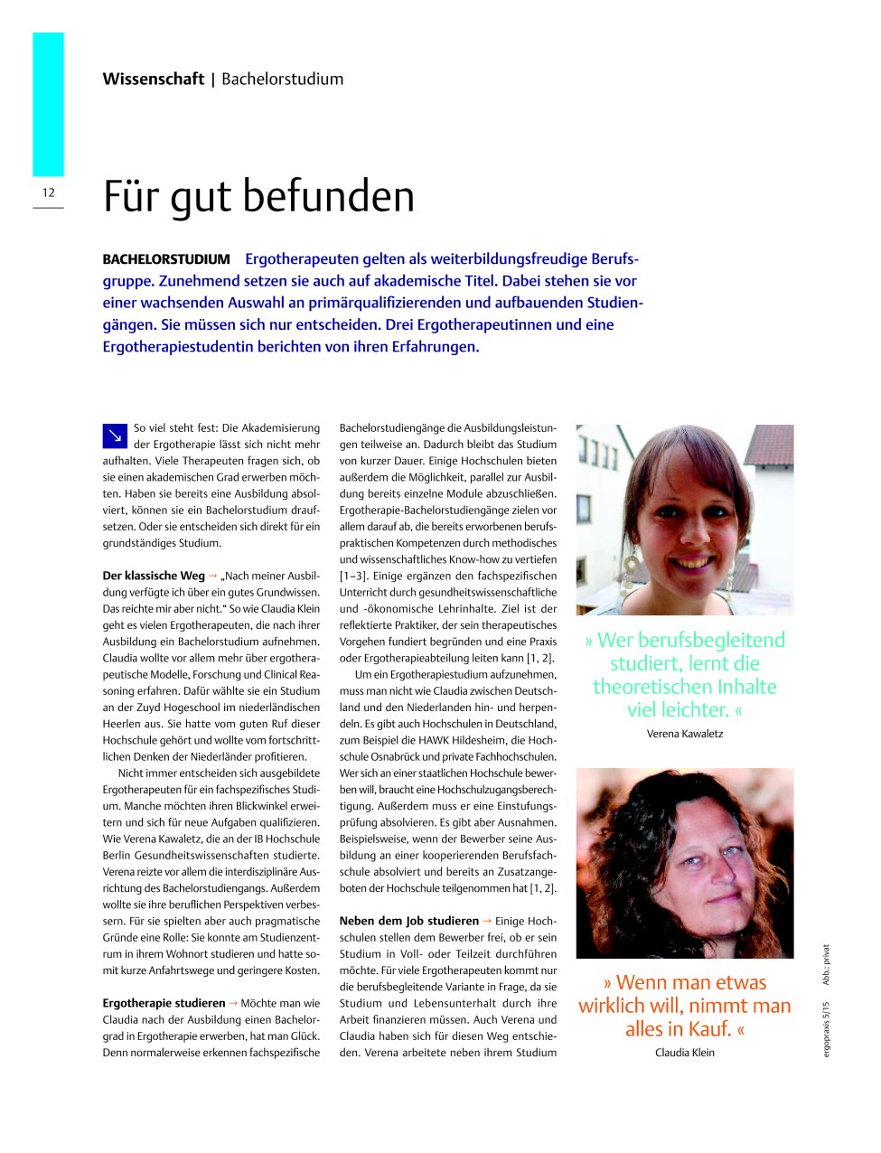 Vorschauseite 1: Für gut befunden ? Bachelorstudium