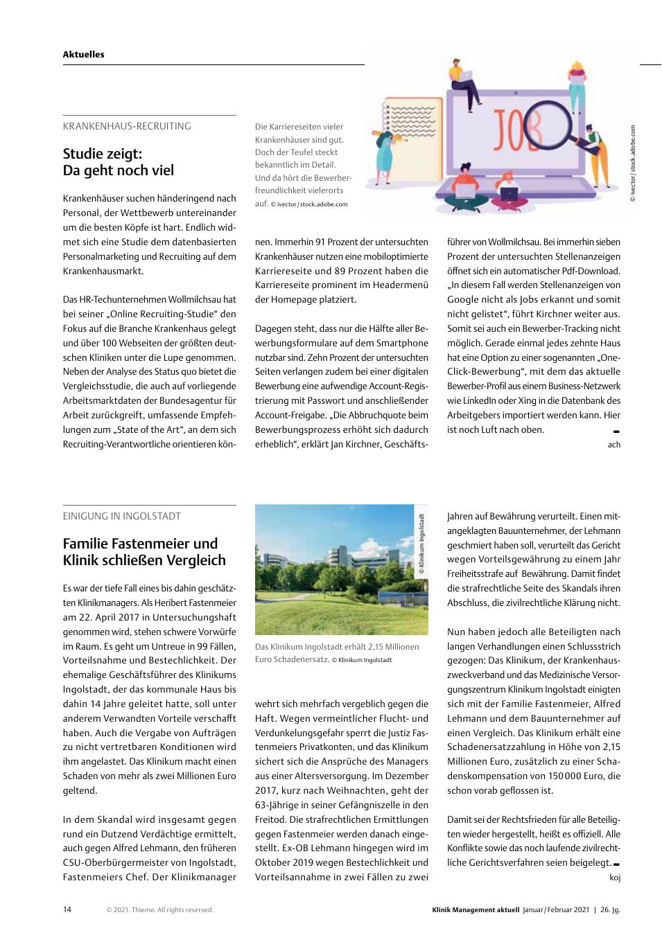 Vorschauseite 1: Einigung in Ingolstadt: Familie Fastenmeier und Klinik schließen Vergleich