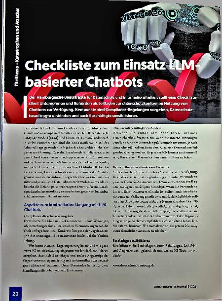 Vorschauseite 1: Checkliste zum Einsatz LLM-basierter Chatbots