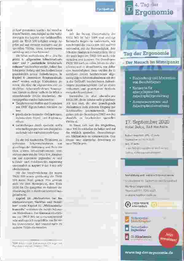 Vorschauseite 4: Viel Neues in der neuen TRGS 500 Schutzmaßnahmen