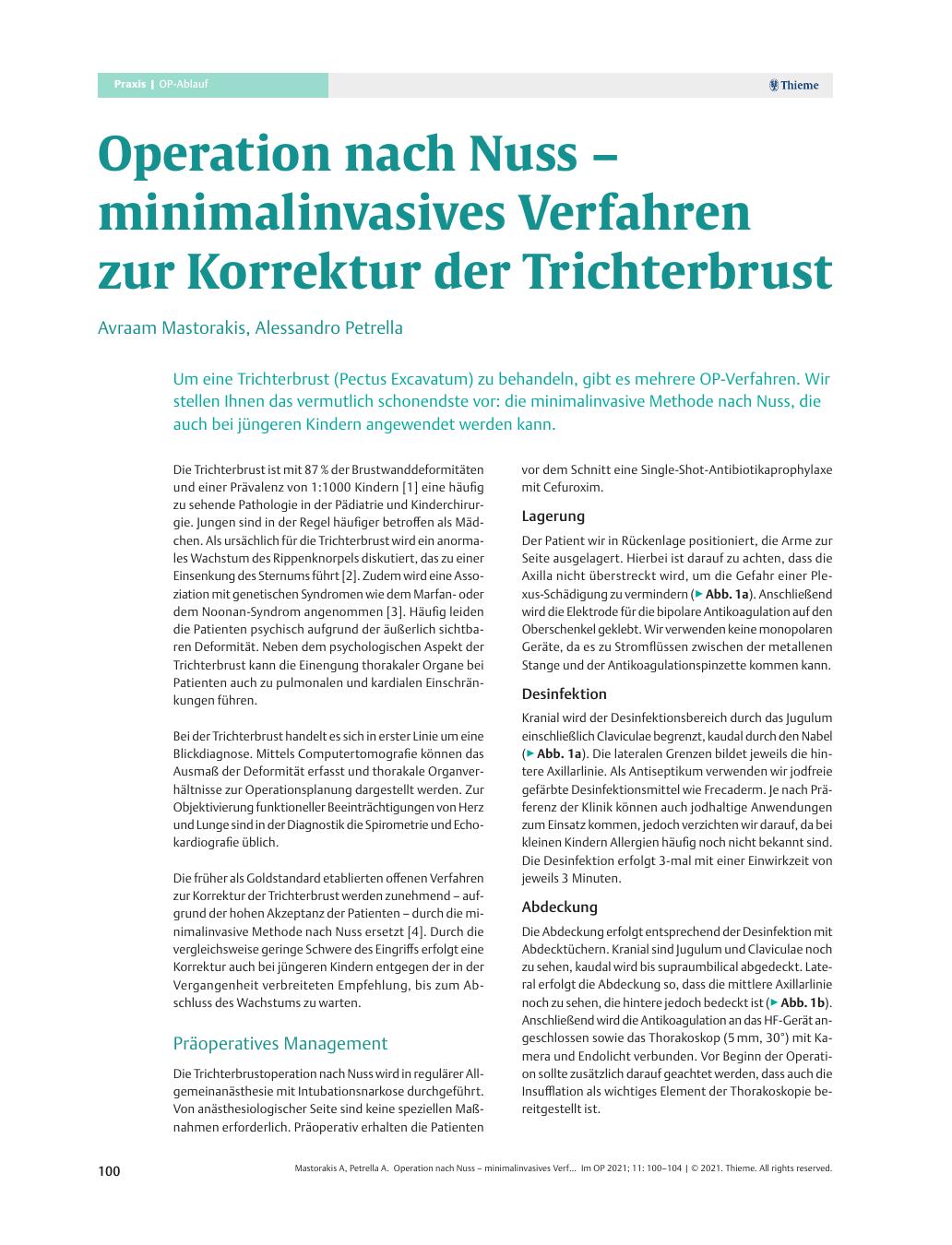 Vorschauseite 1: Operation nach Nuss – minimalinvasives Verfahren zur Korrektur der Trichterbrust