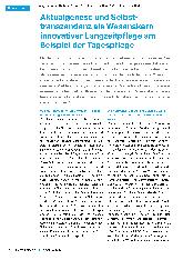 Vorschauseite 1: Aktualgenese und Selbsttranszendenz als Wesenskern innovativer Langzeitpflege am Beispiel der Tagespflege