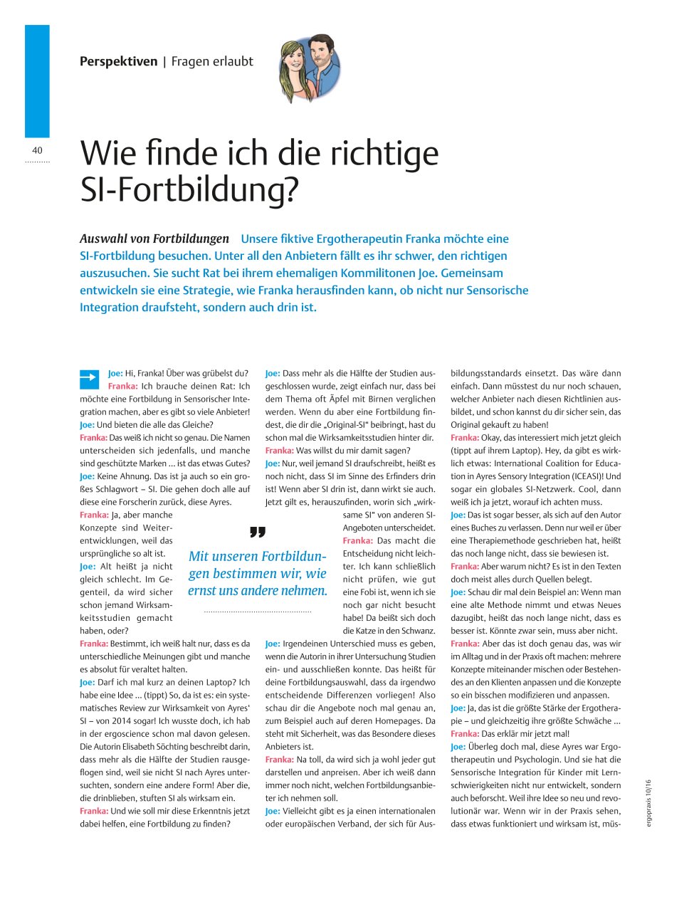 Vorschauseite 1: Auswahl von Fortbildungen ? Wie finde ich die richtige SI-Fortbildung?
