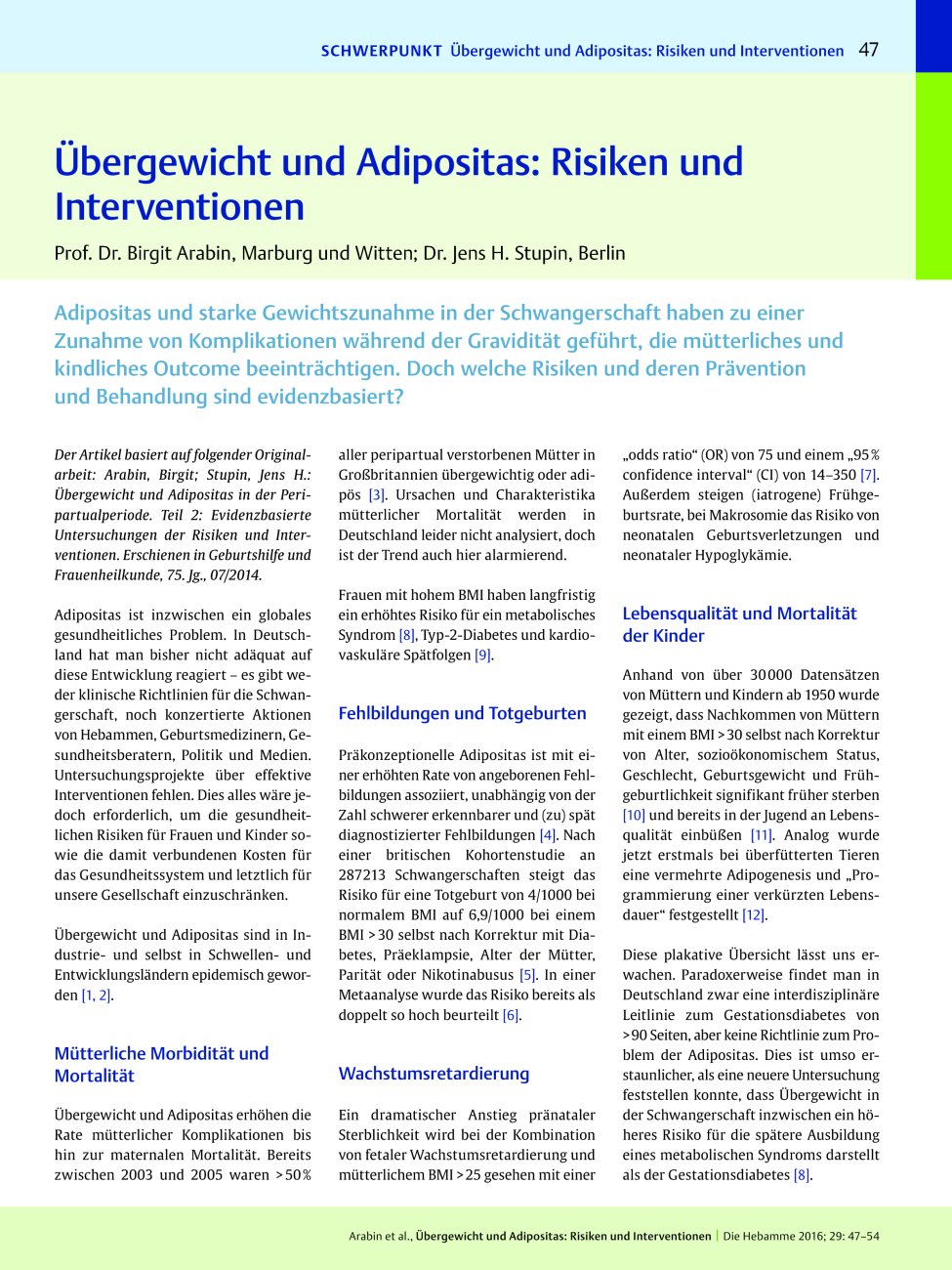 Vorschauseite 1: Übergewicht und Adipositas: Risiken und Interventionen