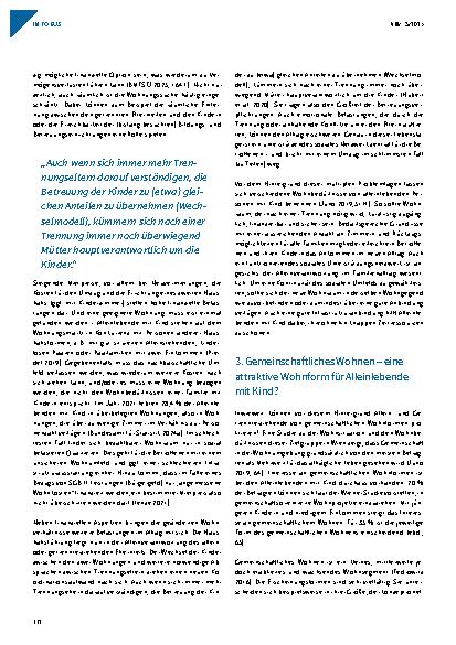 Vorschauseite 3: Die Wohnsituation Alleinlebender mit Kind – Potenziale gemeinschaftlicher Wohnformen
