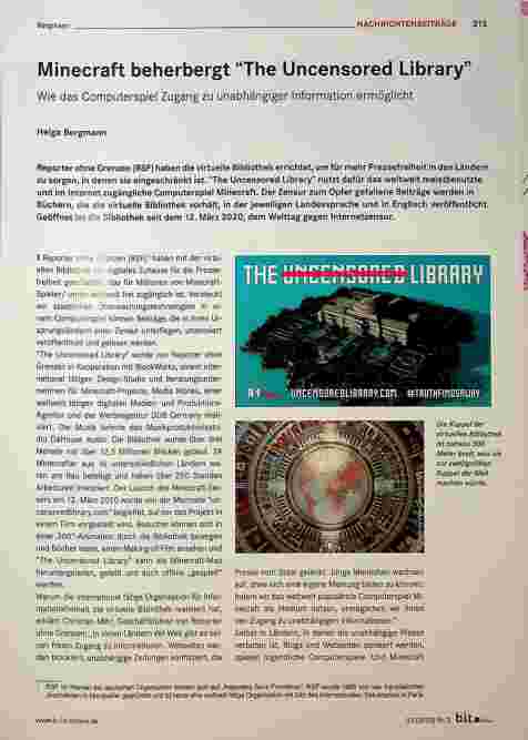 Vorschauseite 1: Minecraft beherbergt "The Uncensored Library".