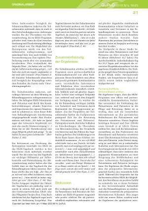 Vorschauseite 6: Enhanced Recovery after Surgery (ERAS): Wie erleben Patientinnen und Patienten den Einbezug in die Pflege? Eine qualitative Perspektive