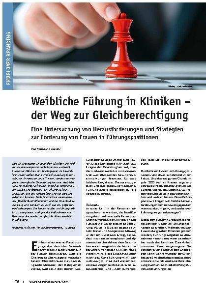 Vorschauseite 1: Weibliche Führung in Kliniken – der Weg zur Gleichberechtigung