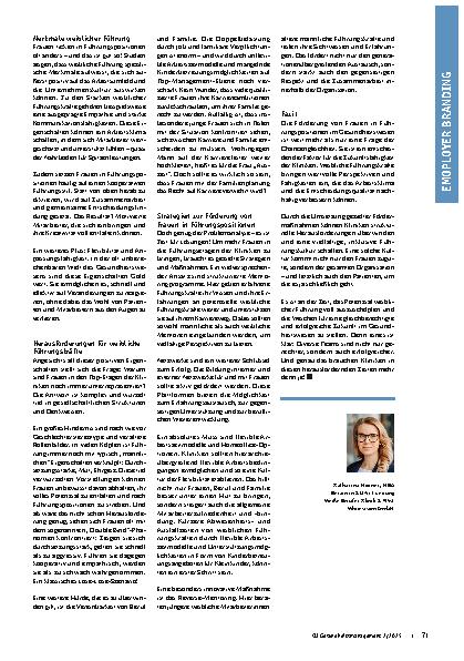 Vorschauseite 2: Weibliche Führung in Kliniken – der Weg zur Gleichberechtigung
