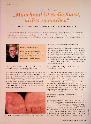 Vorschauseite 1: „Manchmal ist es die Kunst, nichts zu machen' Behandlung von Hauterkrankungen im hohen Alter und am Lebensende