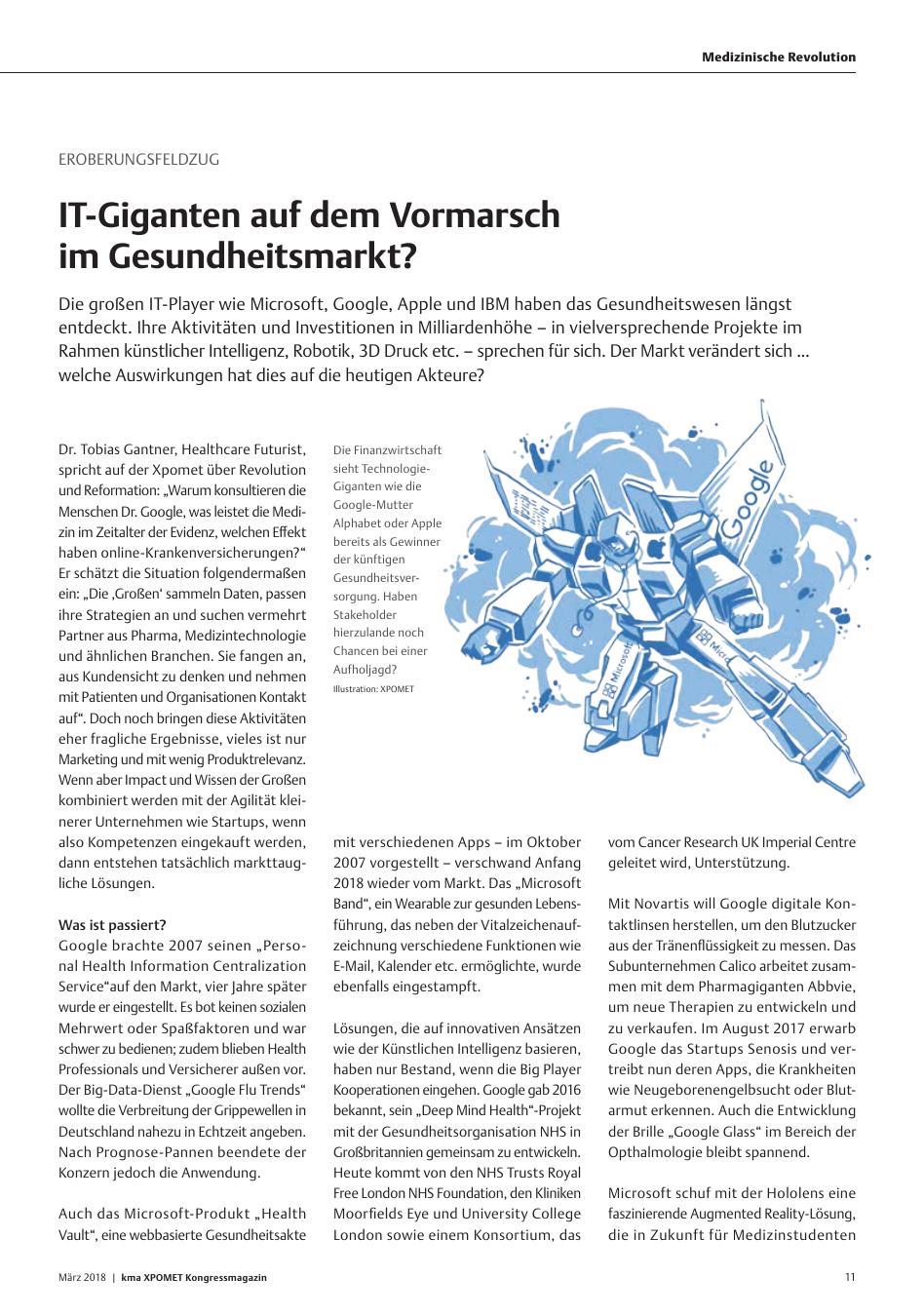 Vorschauseite 1: Eroberungsfeldzug: IT-Giganten auf dem Vormarsch im Gesundheitsmarkt?