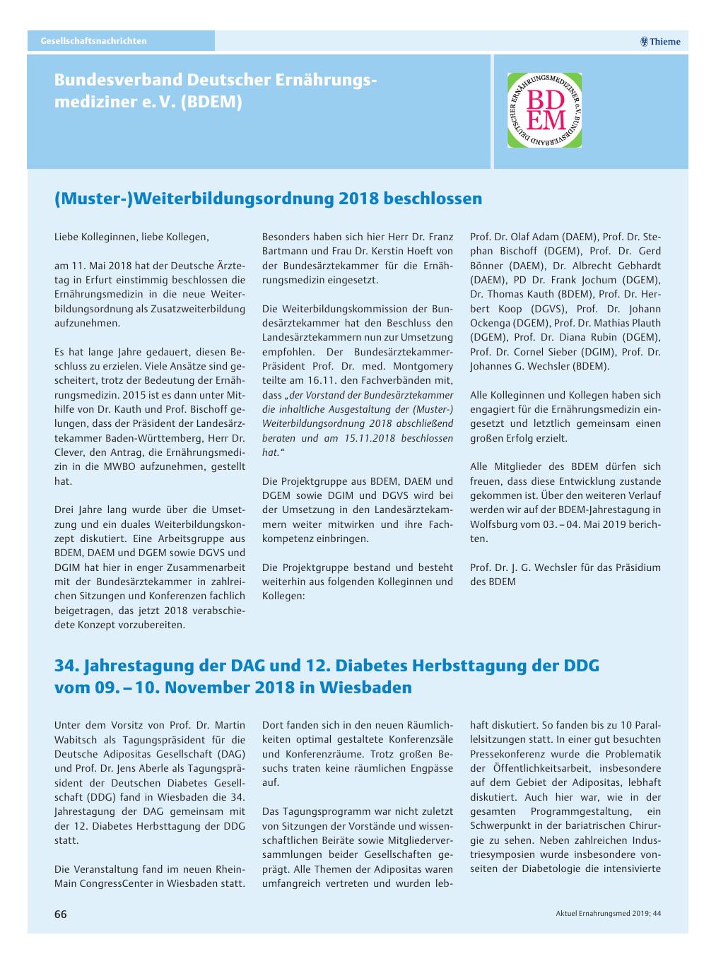 Vorschauseite 1: Bundesverband Deutscher Ernährungsmediziner e. V. (BDEM)