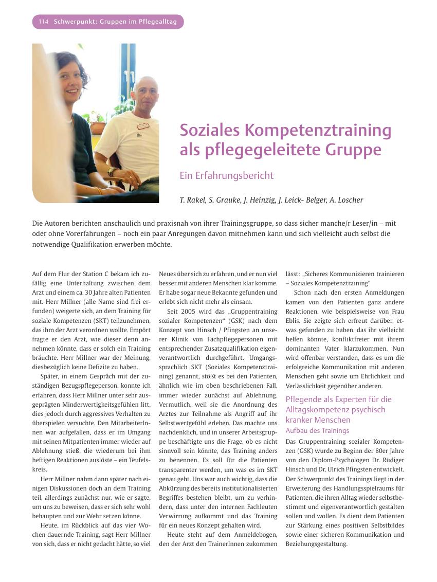 Vorschauseite 1: Soziales Kompetenztraining als pflegegeleitete Gruppe