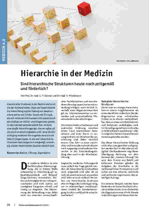 Vorschauseite 1: Hierarchie in der Medizin: Sind hierarchische Strukturen heute noch zeitgemäß und förderlich?