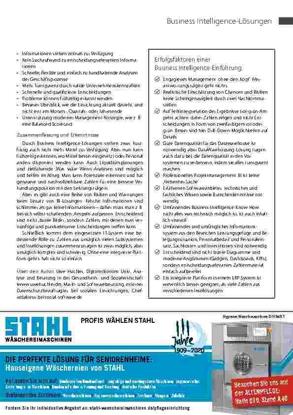 Vorschauseite 2: Business Intelligence-Lösungen in Pflegeeinrichtungen