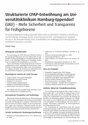 Vorschauseite 1: Strukturierte CPAP-Entwöhnung am Universitätsklinikum Hamburg-Eppendorf (UKE) - Mehr Sicherheit und Transparenz für Frühgeborene