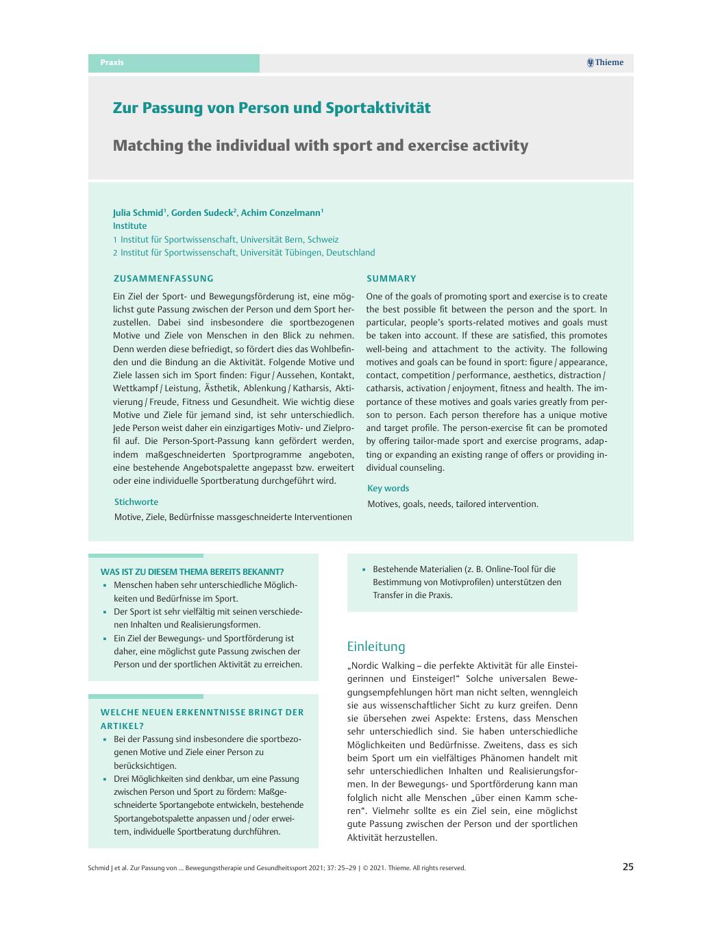 Vorschauseite 1: Zur Anpassung von Person und Sportaktivität