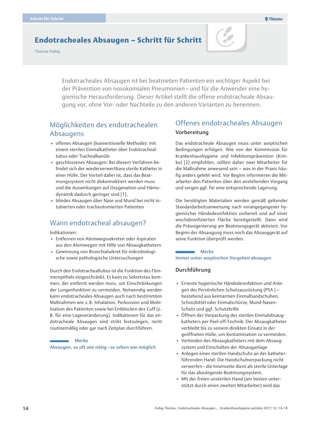 Vorschauseite 1: Endotracheales Absaugen? Schritt für Schritt
