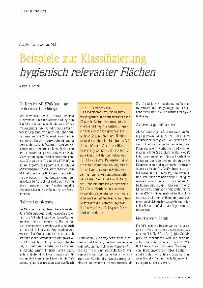 Vorschauseite 1: Beispiele zur Klassifizierung hygienisch relevanter Flächen