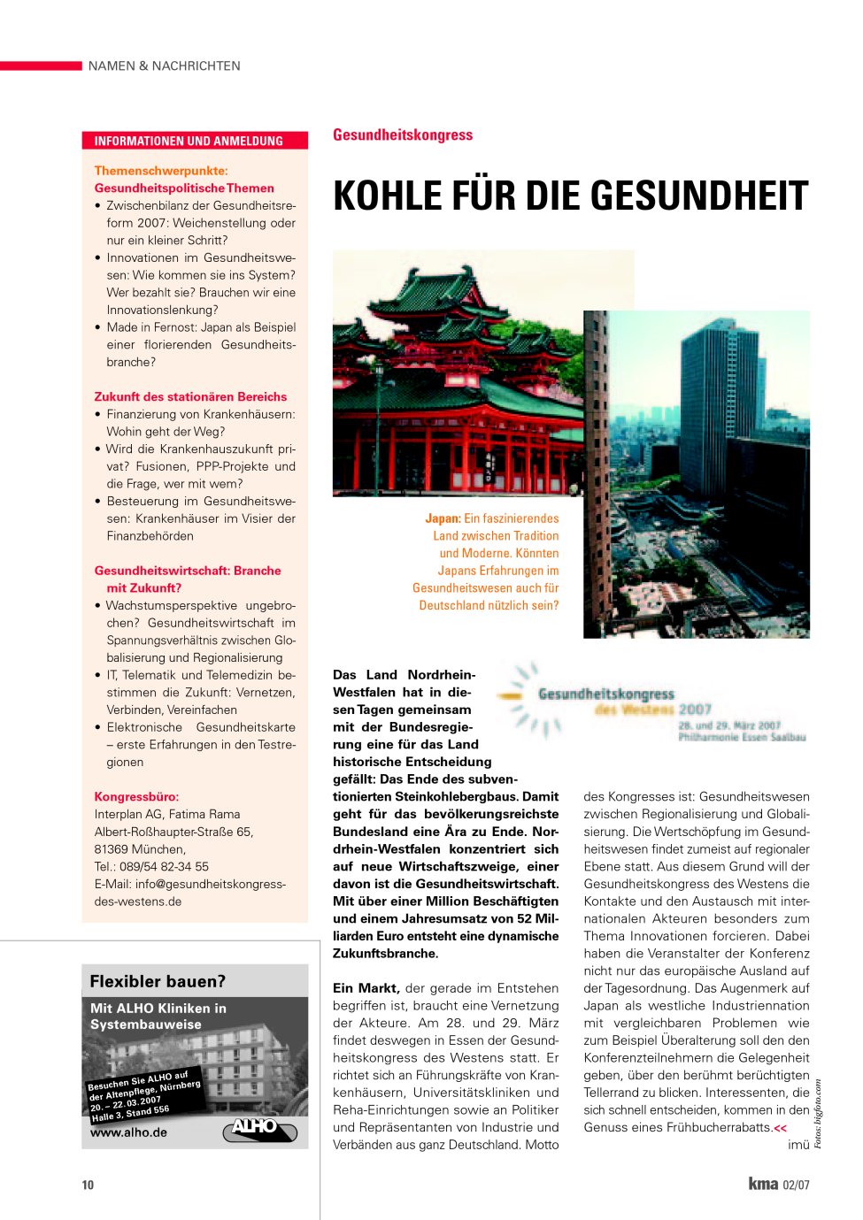 Vorschauseite 1: Kohle für die Gesundheit